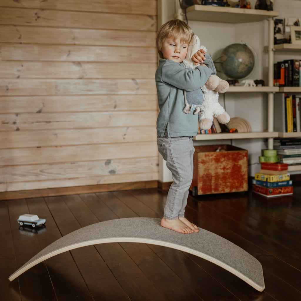 Wooden Balance Board With Grey Felt